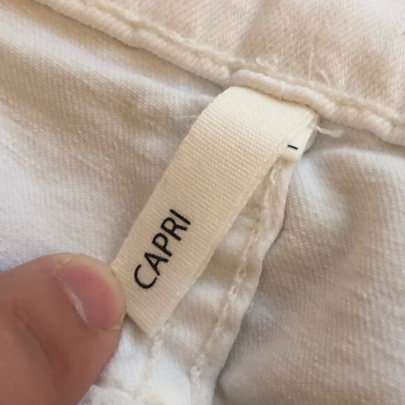 Rag & Bone White Blnc W/ Fray Capri Cropped Frayed Hemline Jeans Size 32 - Picture 11 of 12